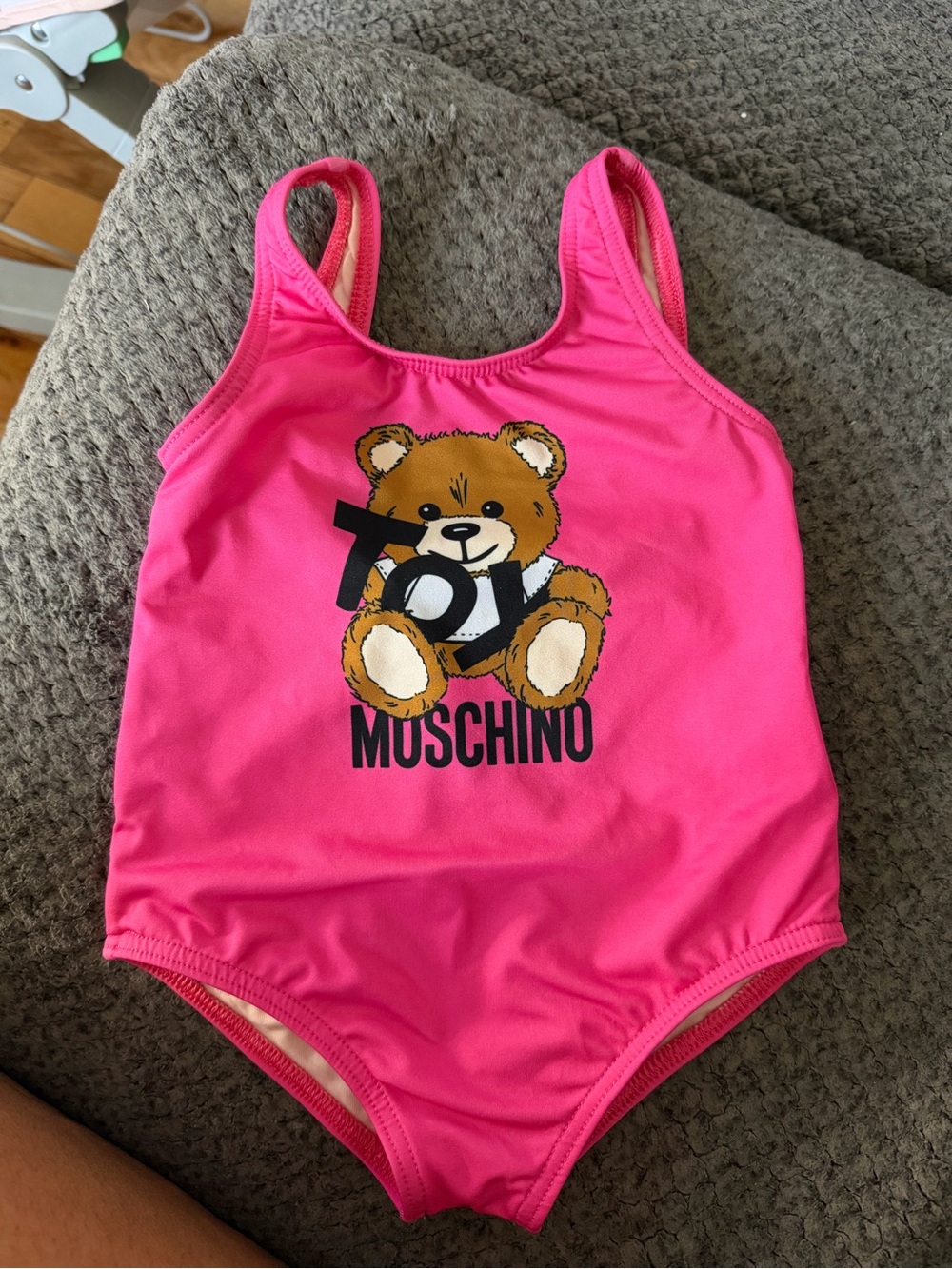 Moschino Pink Teddy Logo Kids One-Piece Swimsuit